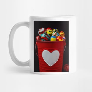 Red Bucket Full Of Marbles Mug